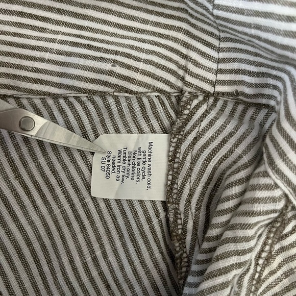 J. Crew Linen Size 4 Midi Sailor Button A-Line Skirt Striped Lace Up Back - Picture 10 of 10